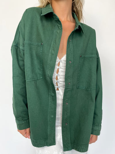 Lennon Denim Shirt Jacket // Green