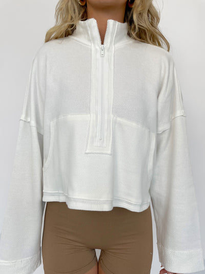 Out Of Town Crop Sweatshirt // White